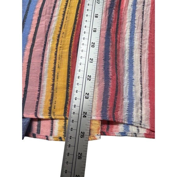 Zac & Rachel Top L Multicolor Striped Ruffle Sleeve Blouse Large - Picture 9 of 11